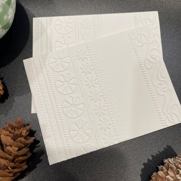 Swirls & Ribbons Embossed Holiday Cards, White Holiday Cards Set, Handmade Elega - Picture 4 of 5